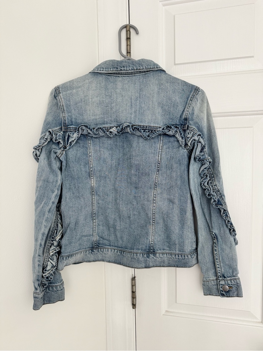 Denim Jacket with Ruffle Detail - Picture 2 of 3